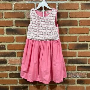 Beebay Pink Dress Sz 8 Sleeveless eyelet Top Dress Daisy Print Dress
